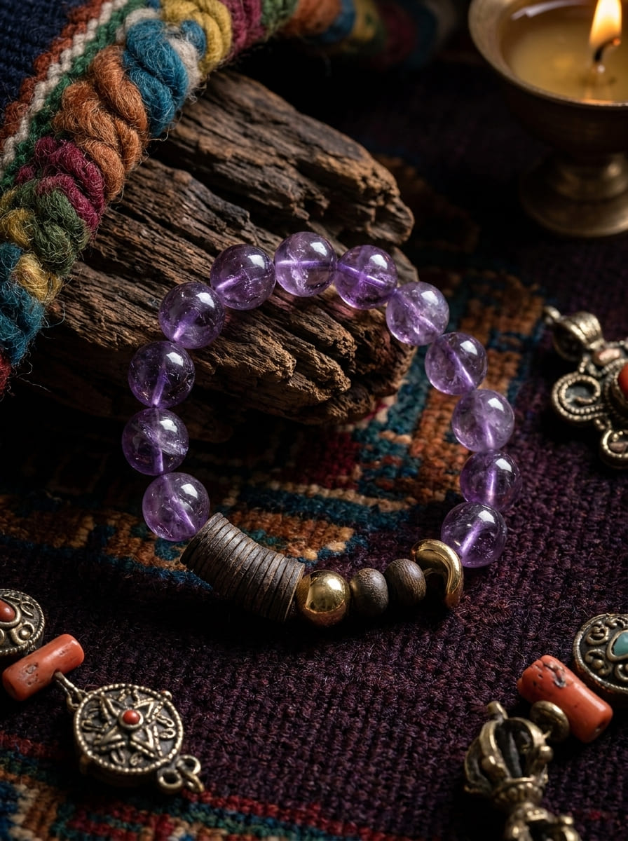 Dark Night Telepathy」 Amethyst & Agarwood Bracelet – Himal&Soul