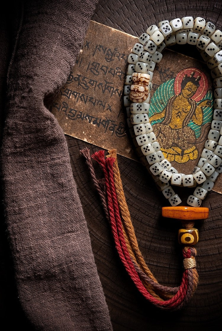 Rugged & Refined Charm・Tibetan Camel Bone 108 Prayer Beads | Natural Bone Beads Playable Bracelet