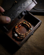 Original Design Star Moon Bodhi Buddha Bead Bracelet | Old Seed Dzi Bead Multi-Loop Unisex Cultural Play Bracelet