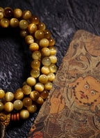 Original Design Natural Tibetan Golden Tiger's Eye 108 Bead Buddha Bead Bracelet