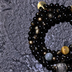 Himalsoul Sunlight Gold Sheen Obsidian Bagua Mala