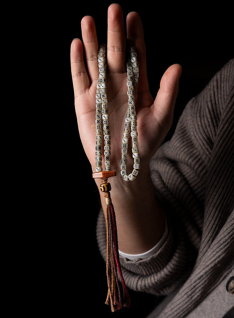 Rugged & Refined Charm・Tibetan Camel Bone 108 Prayer Beads | Natural Bone Beads Playable Bracelet