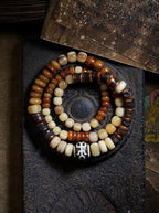 Original Design Natural Yak Bone & Camel Bone Multi-Treasure Buddha Bead Bracelet | Tibetan Unisex Multi-Loop Ethnic Style Bracelet