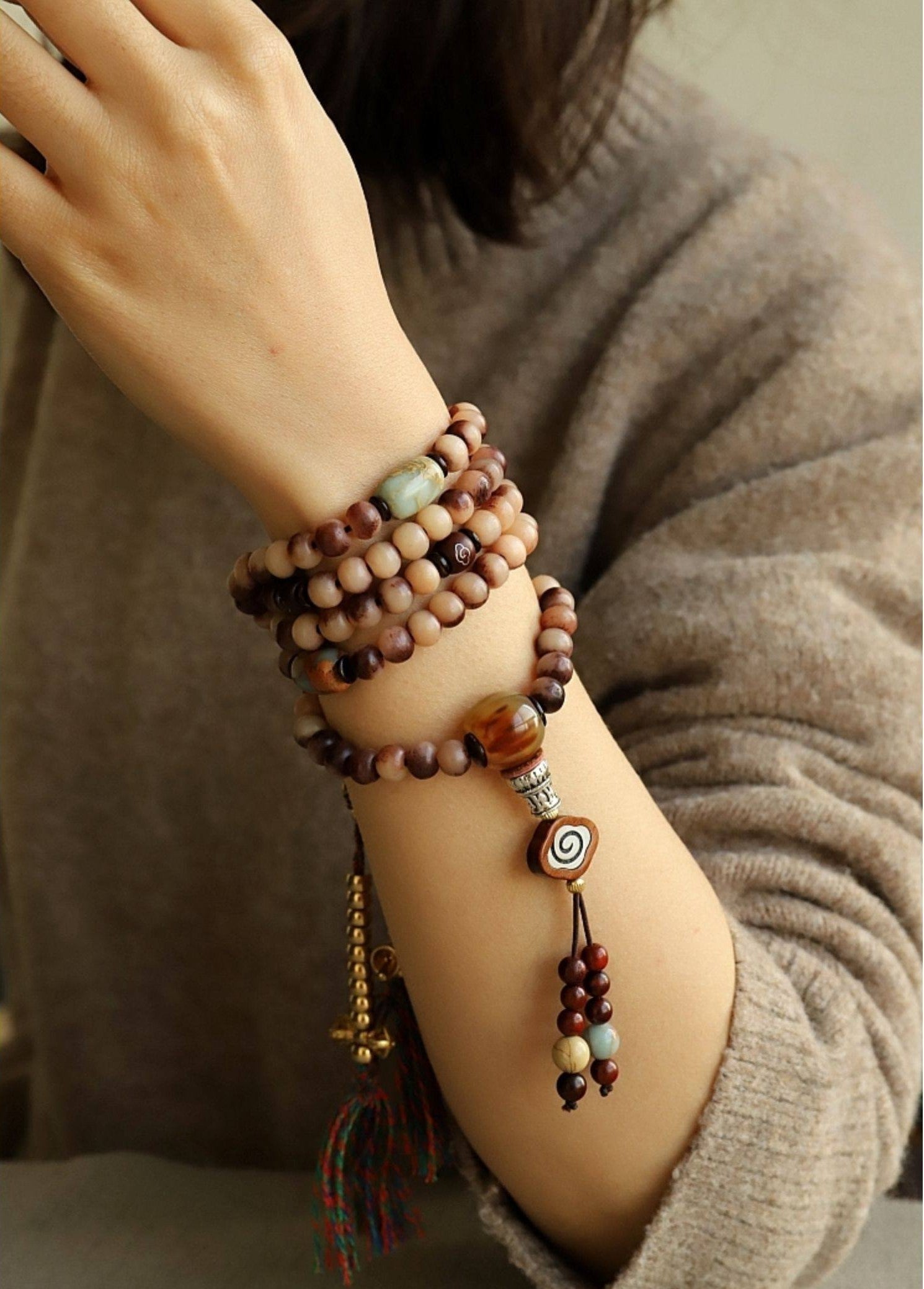 Original Blood-Bearing Natural Camel Bone 108 Bead Tibetan Buddha Bead Bracelet | Unisex Handheld Necklace