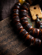 Heritage Spirit Bone・Tibetan Vintage Yak Bone Double-Loop Kapala Bracelet | Niche Spirit Bone Buddha Beads Bracelet