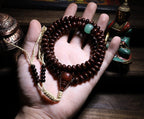Collector-Grade Purple Gold Alms Bowl Bodhi 108 Prayer Beads | Dzi Bead Blessed Tibetan Buddha Beads Bracelet