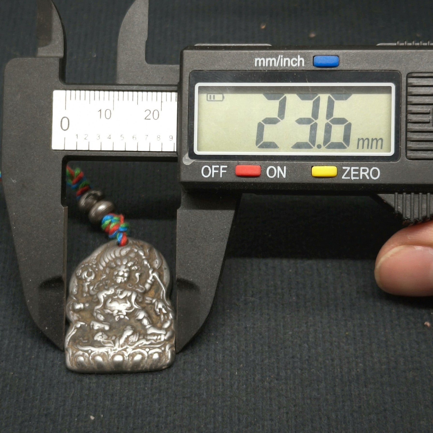 Tibetan Six-Armed Mahakala Hand-Carved Cold Iron Talisman Pendant