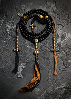 Original Design Black Gold Natural Black Agate 108 Bead Buddha Bead Bracelet | Tibetan Rosary Necklace Unisex Couple Multi-Loop Bracelet