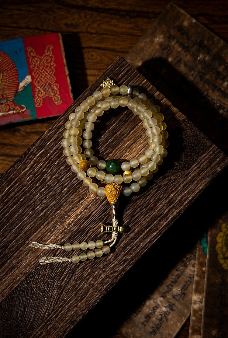 Original Design Tibetan Natural Ram's Horn Tibetan Buddha Bead | Bracelet 108 Beads Zodiac Buddha Unisex Bracelet Necklace Handheld Rosary