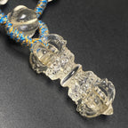 Tibetan Region Old Material Natural Clear Quartz Five-Pronged Vajra Woven Necklace - Unique Piece