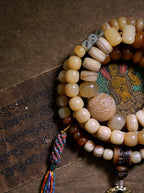 Original Design Tibetan Natural Yak Bone & Camel Bone Multi-Treasure Buddha Bead Bracelet 108 Beads Unisex Necklace Handheld Bracelet