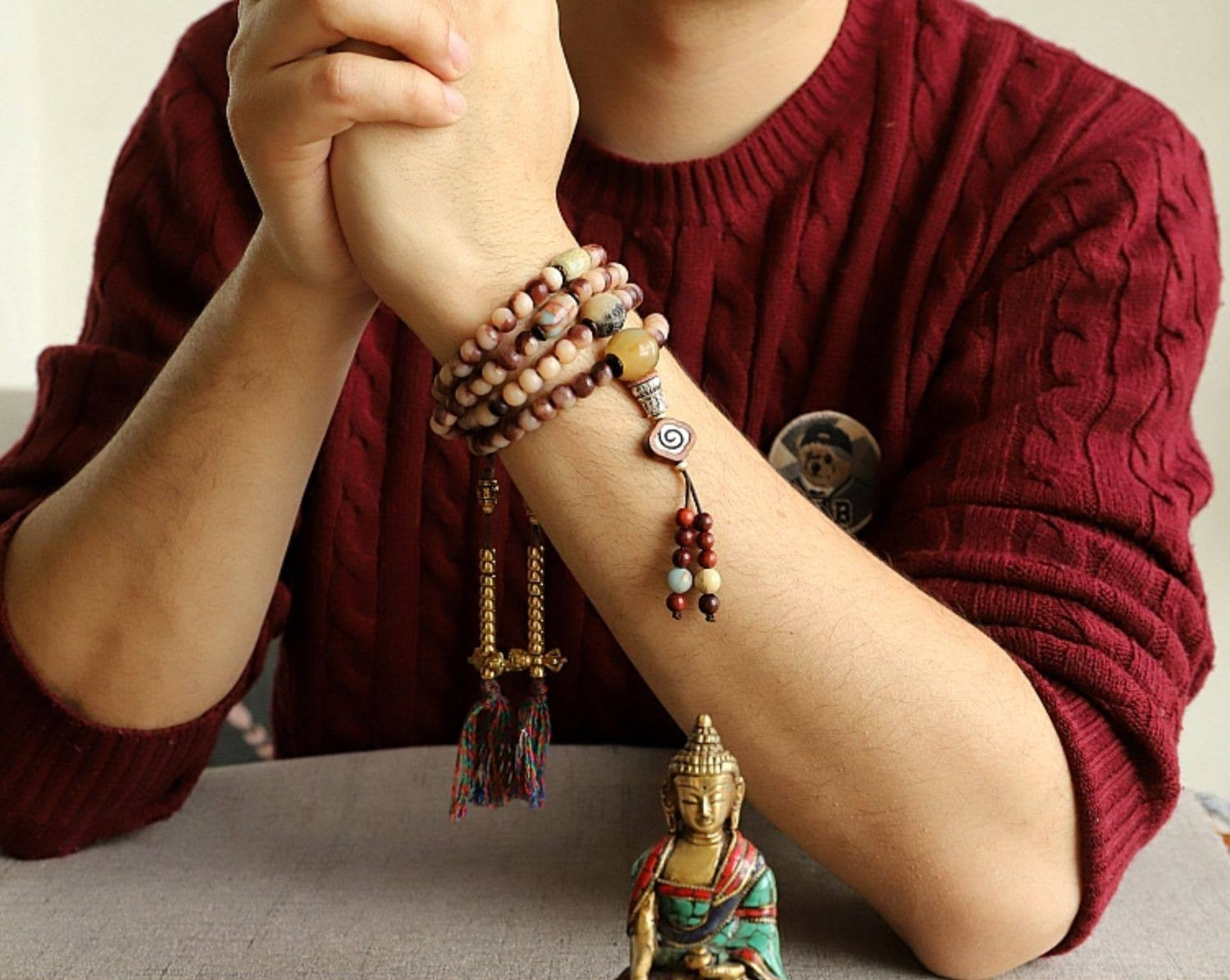 Original Blood-Bearing Natural Camel Bone 108 Bead Tibetan Buddha Bead Bracelet | Unisex Handheld Necklace