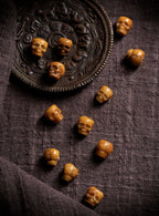 Tibetan Natural Yak Bone Skull Carved Buddha Bead Bracelet | 108 Bead Tibetan Bracelet