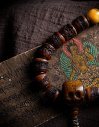 Heritage Spirit Bone・Tibetan Vintage Yak Bone Double-Loop Kapala Bracelet | Niche Spirit Bone Buddha Beads Bracelet