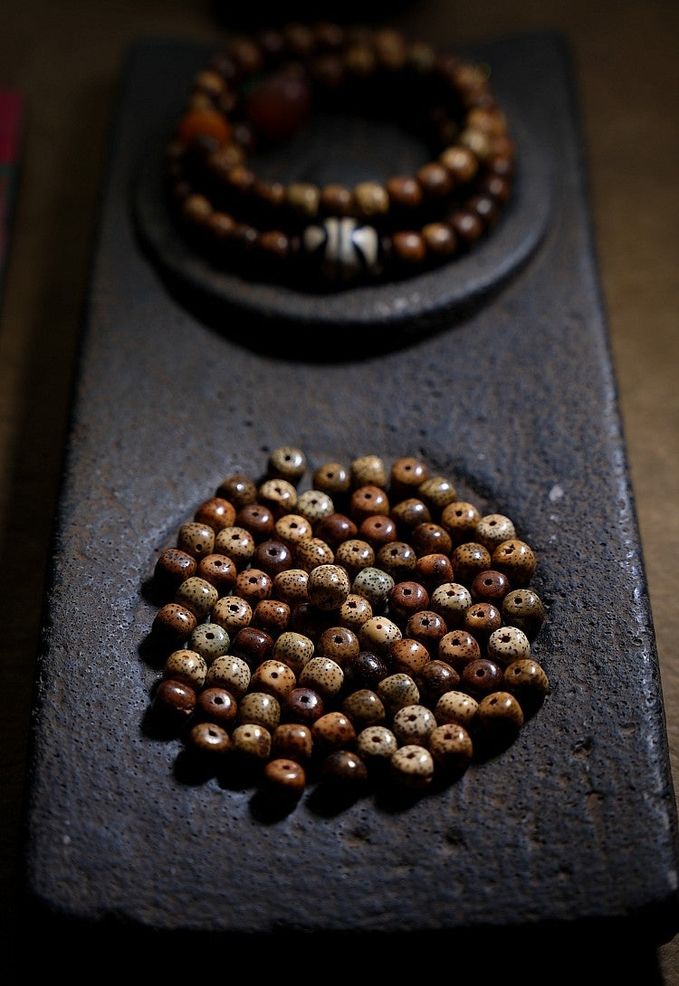Original Design Star Moon Bodhi Buddha Bead Bracelet | Old Seed Dzi Bead Multi-Loop Unisex Cultural Play Bracelet