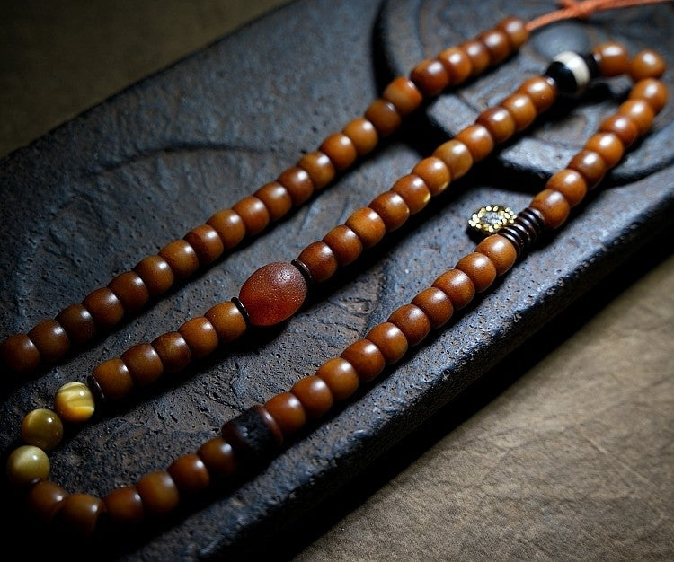 Tibetan Natural Vintage Yak Bone Double-Loop Buddha Bead Bracelet | Tibetan Unisex Couple Style Bracelet