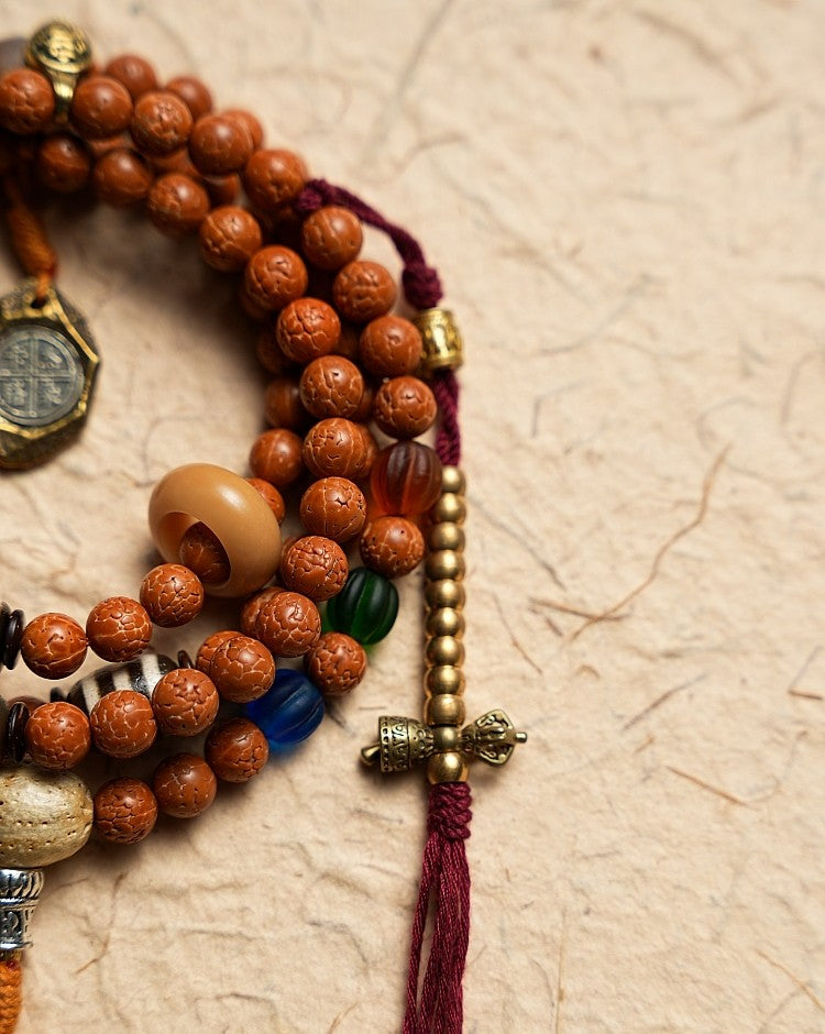 Original Design Toothless Small Vajra Bodhi Buddha Bead Bracelet | Tibetan 108 Bead Necklace Rosary