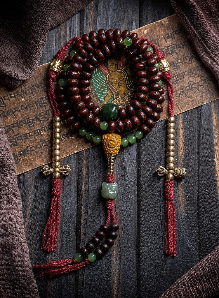 Qinghuan Elegance Gathering・Purple Gold Alms Bowl Bodhi 108 Beads Tibetan Style Prayer Beads | High-End Cultural Play Buddha Beads Bracelet