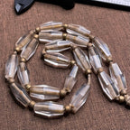 Antique Collection Grade Bead String | Clear Crystal Multi-Faceted Octagonal Ancient Bead Necklace