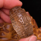 Tibetan Buddhist Collection Grade Dzi Bead | Vintage Natural Crystal Six-Syllable Mantra Dzi Bead