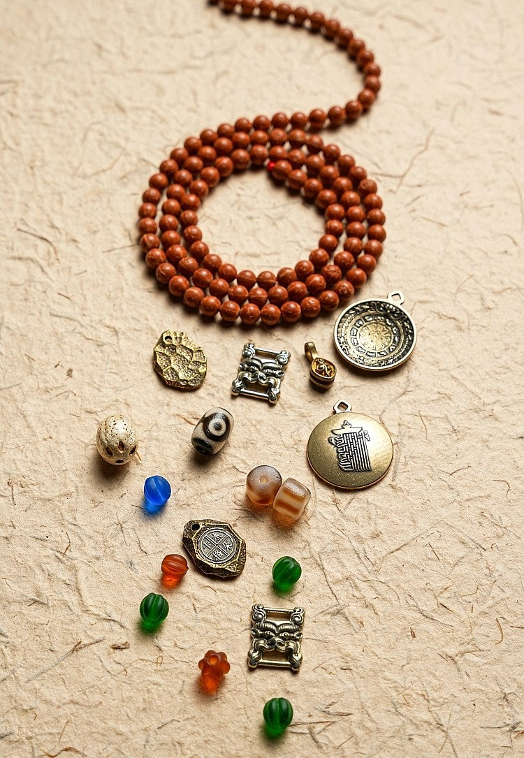Original Design Toothless Small Vajra Bodhi Buddha Bead Bracelet | Tibetan 108 Bead Necklace Rosary