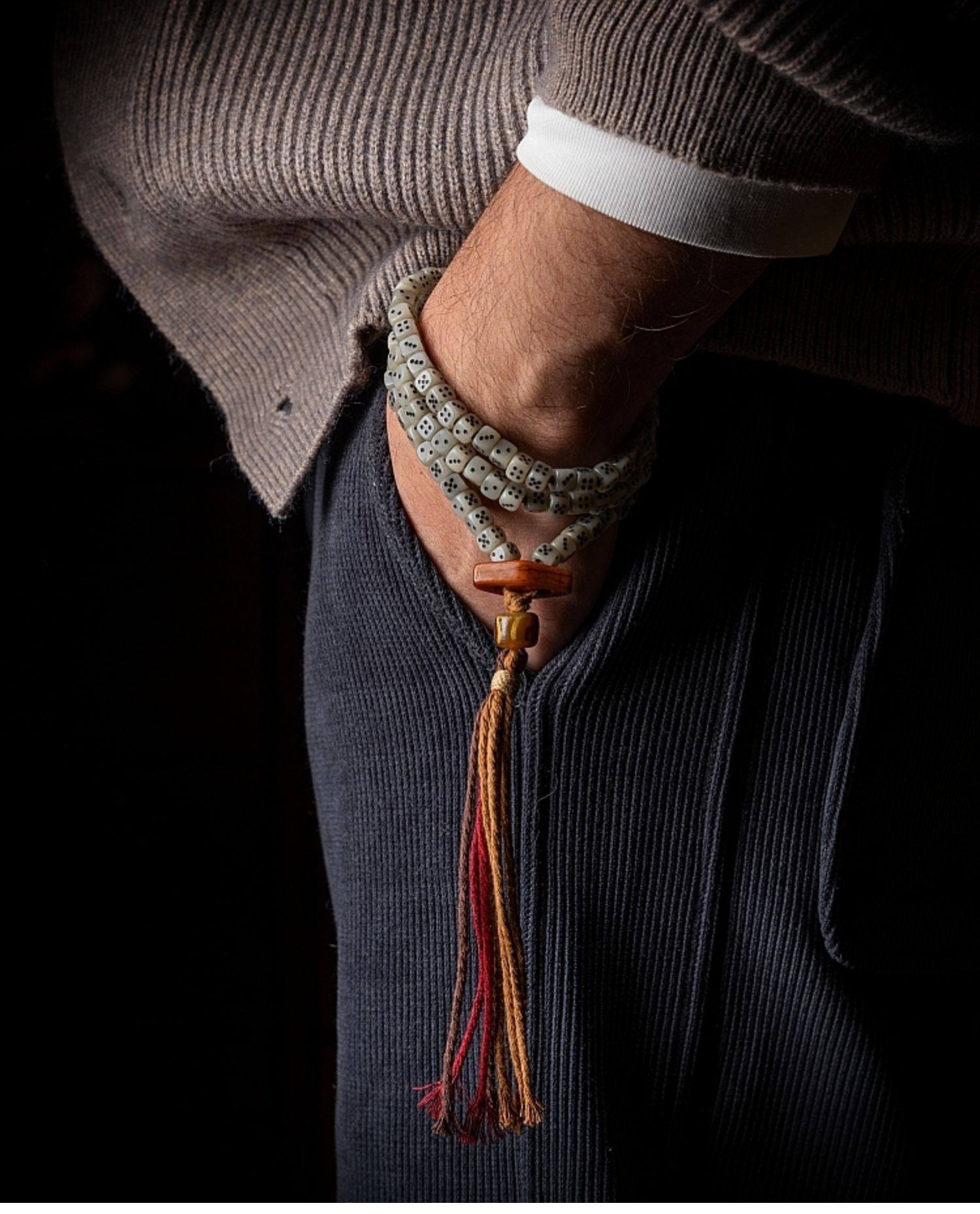 Rugged & Refined Charm・Tibetan Camel Bone 108 Prayer Beads | Natural Bone Beads Playable Bracelet