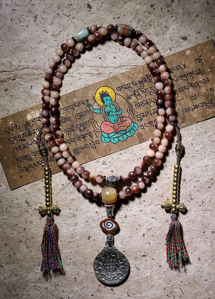 Original Blood-Bearing Natural Camel Bone 108 Bead Tibetan Buddha Bead Bracelet | Unisex Handheld Necklace