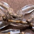 Antique Collection Grade Bead String | Clear Crystal Multi-Faceted Octagonal Ancient Bead Necklace
