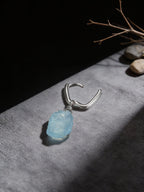 Original High-End Earrings | S925 Sterling Silver Irregular Aquamarine Unisex Pendant Earrings
