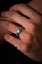 Tibetan Ethnic Style Ring | 925 Sterling Silver Vintage Patina Turquoise Adjustable Ring