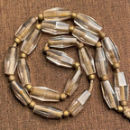 Antique Collection Grade Bead String | Clear Crystal Multi-Faceted Octagonal Ancient Bead Necklace