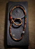 Original Design Star Moon Bodhi Buddha Bead Bracelet | Old Seed Dzi Bead Multi-Loop Unisex Cultural Play Bracelet