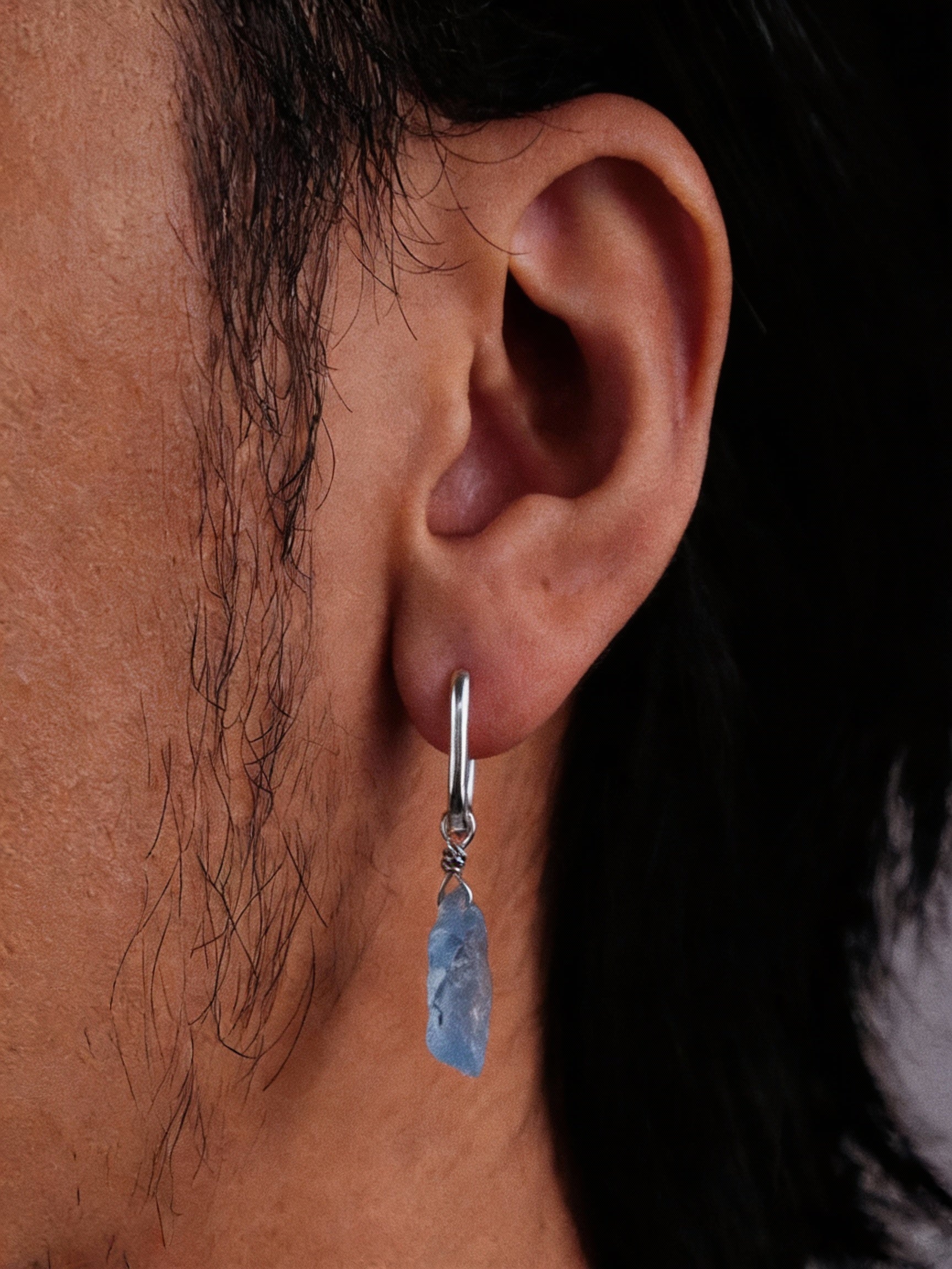 Original High-End Earrings | S925 Sterling Silver Irregular Aquamarine Unisex Pendant Earrings
