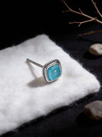 S925 Sterling Silver Blue Turquoise Vintage Finish Elegant Earrings
