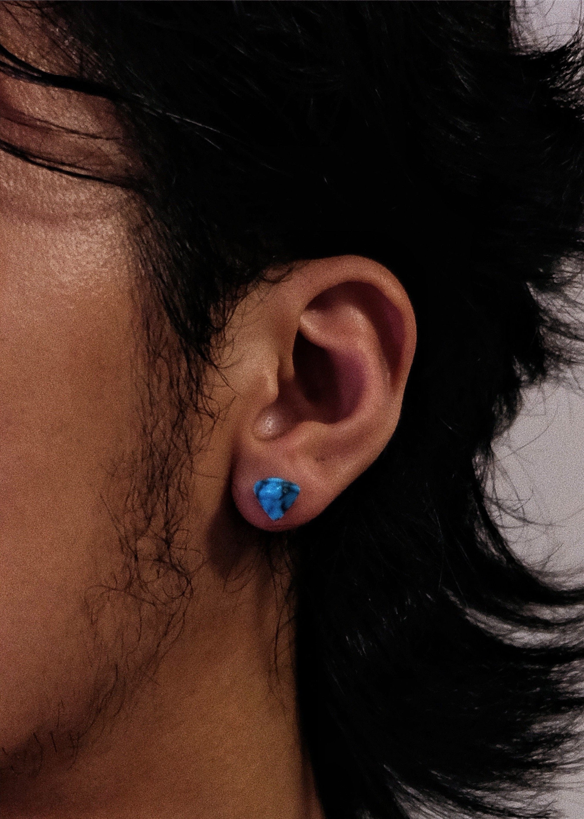 Vintage Irregular Stud Earrings | Yungaisi Sky Blue Raw Ore Turquoise 925 Sterling Silver Earrings