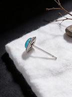 S925 Sterling Silver Blue Turquoise Vintage Finish Elegant Earrings
