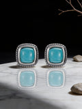 S925 Sterling Silver Blue Turquoise Vintage Finish Elegant Earrings