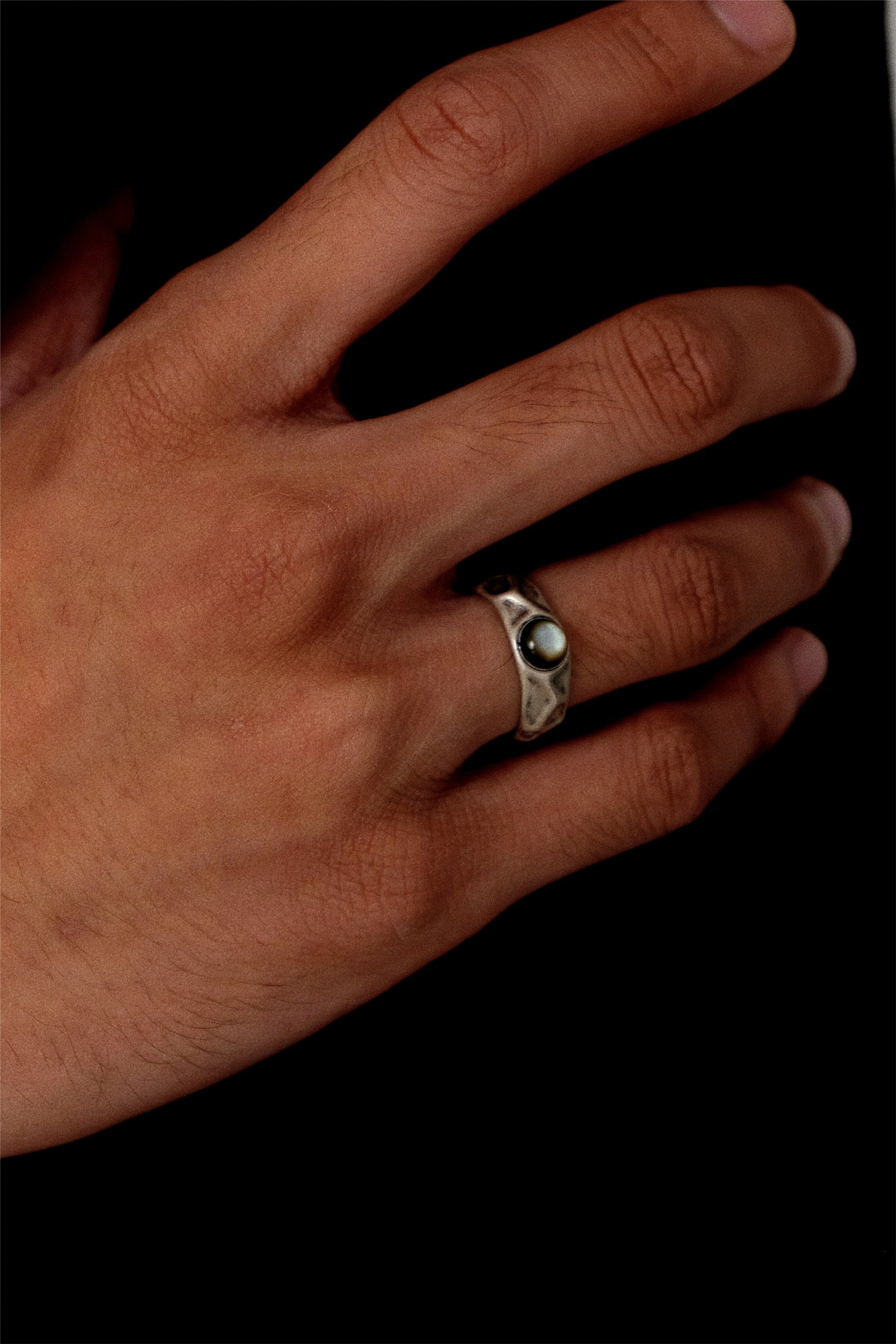 Vintage European and American Style Ring | S925 Sterling Silver Black Mother of Pearl Light Luxury Open Ring