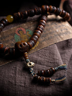 Heritage Spirit Bone・Tibetan Vintage Yak Bone Double-Loop Kapala Bracelet | Niche Spirit Bone Buddha Beads Bracelet