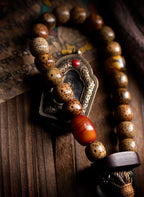 Vintage Material・Star&Moon Bodhi Tibetan Style Handheld | Braided Rope Tassel Single-Loop Buddha Beads Bracelet