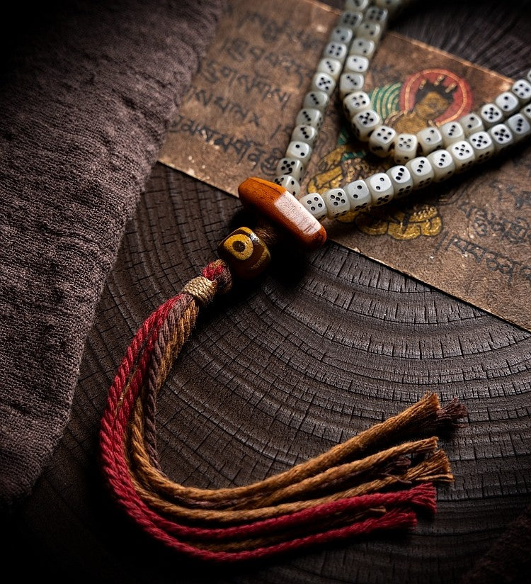 Rugged & Refined Charm・Tibetan Camel Bone 108 Prayer Beads | Natural Bone Beads Playable Bracelet