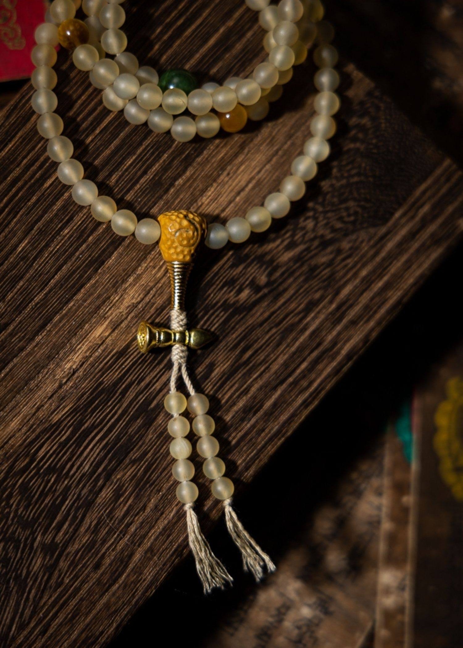 Original Design Tibetan Natural Ram's Horn Tibetan Buddha Bead | Bracelet 108 Beads Zodiac Buddha Unisex Bracelet Necklace Handheld Rosary