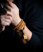 Tibetan Natural Yak Bone Skull Carved Buddha Bead Bracelet | 108 Bead Tibetan Bracelet