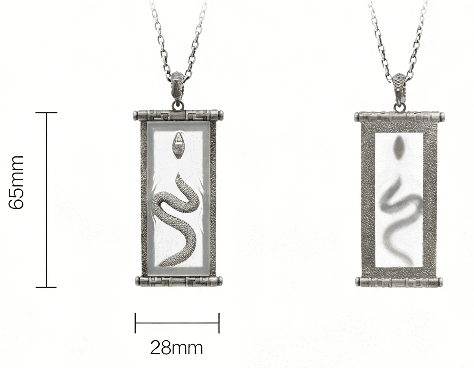 「Spirit of the Zodiac」 Sterling Silver Snake Spirit Inlaid with White Crystal