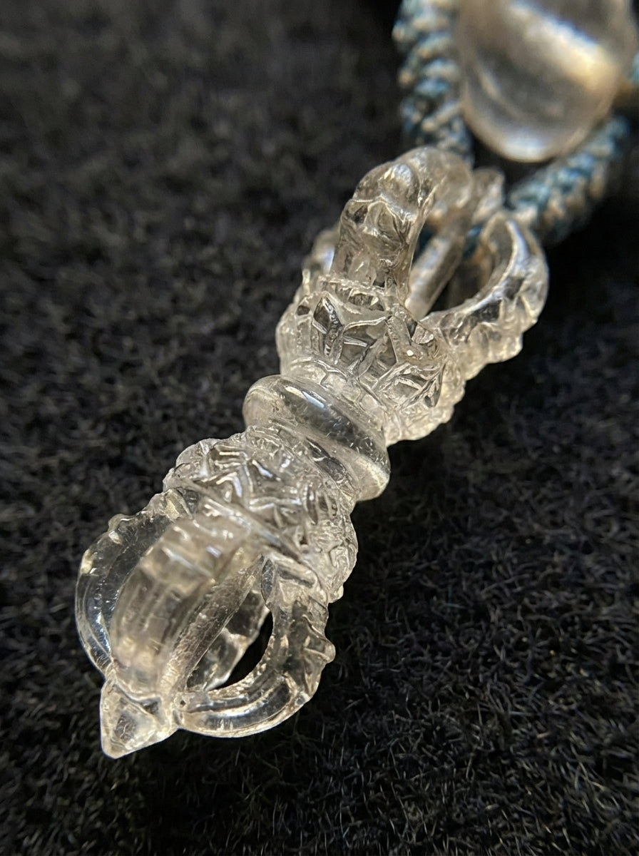 Tibetan Region Old Material Natural Clear Quartz Five-Pronged Vajra Woven Necklace - Unique Piece