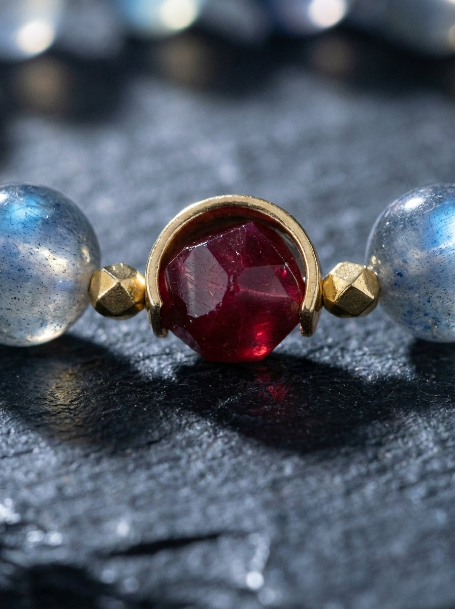 Moonlight Reflecting Red Grade・Sri Lanka Grey Moonstone Bracelet Original Handmade Red Tiger Eye Crystal Bracelet