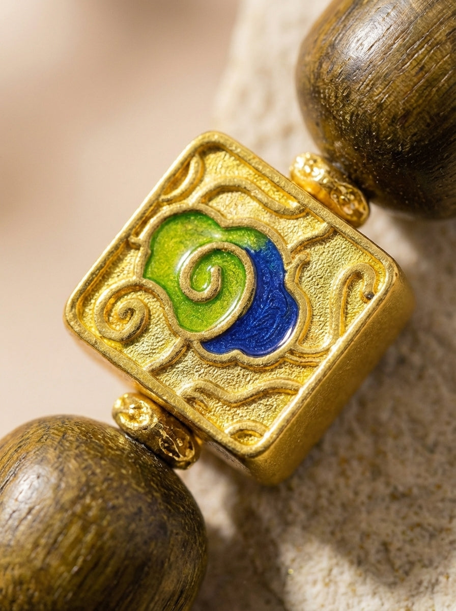 Oriental Sandalwood Charm Original Sandalwood Multi-Treasure Bracelet Chinese Style Unisex Bracelet