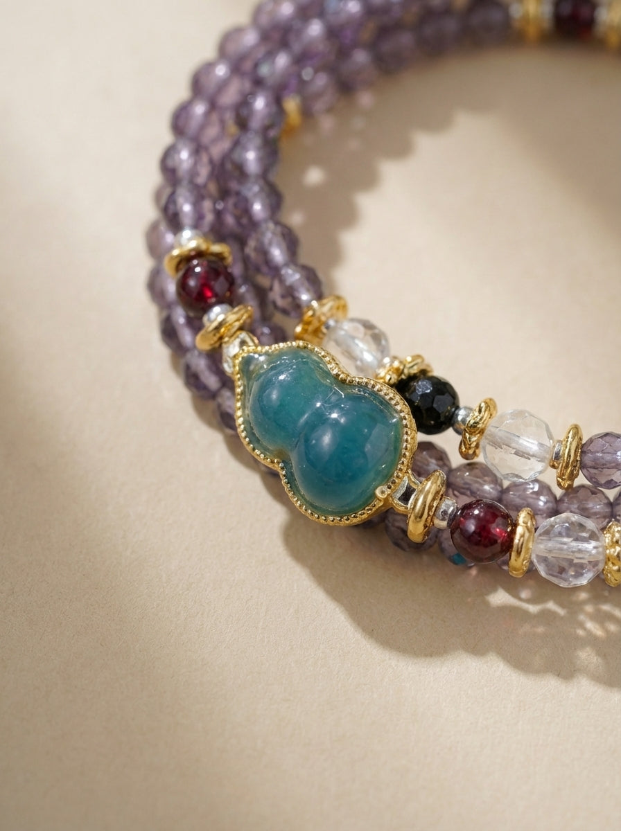 Scorpio Original Multi-Layer Stackable Obsidian, Jade & Topaz Light Luxury Bracelet Twelve Constellations Exclusive For Women