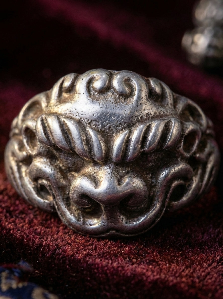 Heritage Dharma Protector・Zhibazha Ring | Rare Divine Beast Open Ring from Tibetan Region
