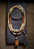 Original Design Tibetan Natural Yak Bone & Camel Bone Multi-Treasure Buddha Bead Bracelet 108 Beads Unisex Necklace Handheld Bracelet